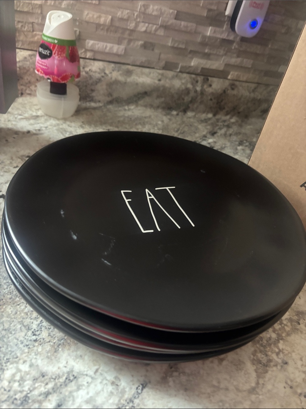Rae Dunn Black "EAT" Ceramic Dinner Plates